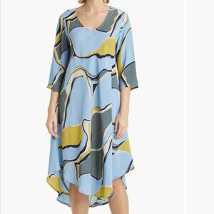 NWT Masai Copenhagen Women's Nora Print Long Sleeve A-Line Boho Beach Dress S